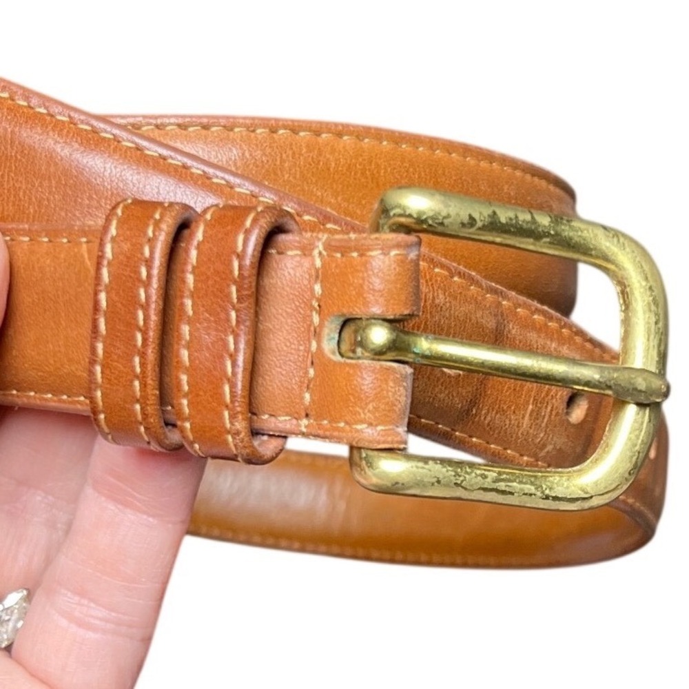 Vintage Coach 6600 British Tan Leather Belt Solid Brass Buckle USA Size 36 - Picture 1 of 7